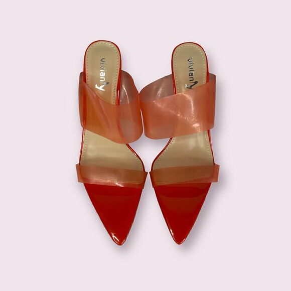 Vinianty Orange Tan Pointy Toe Sexy High Stiletto Heels Size 10 - Picture 6 of 6